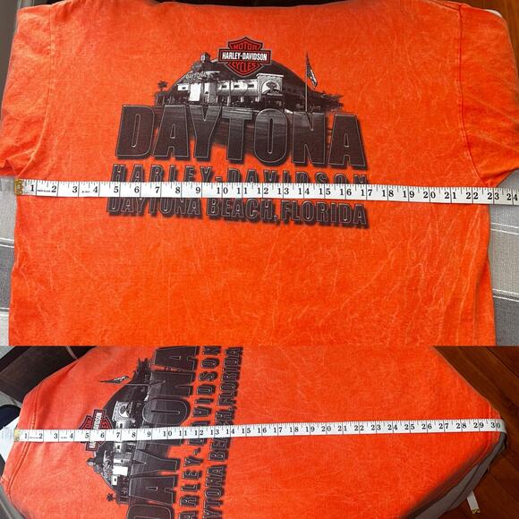 Vintage ‘04 Daytona Bike Week Harley Davidson Orange Short Sleeve Tee Shirt LG - Picture 6 of 7